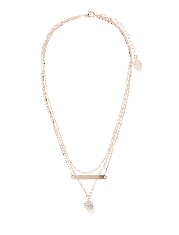 Esra Pave Circle Bar Necklace Forever New
