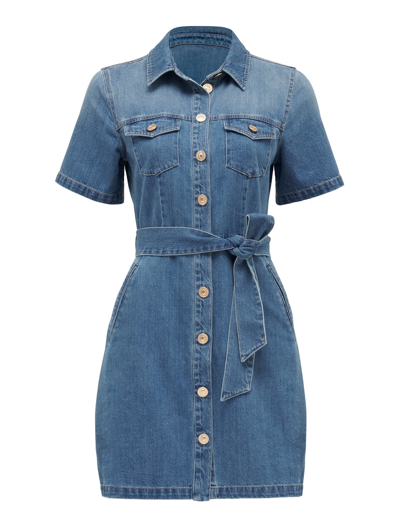 Short denim shirt dress 2025