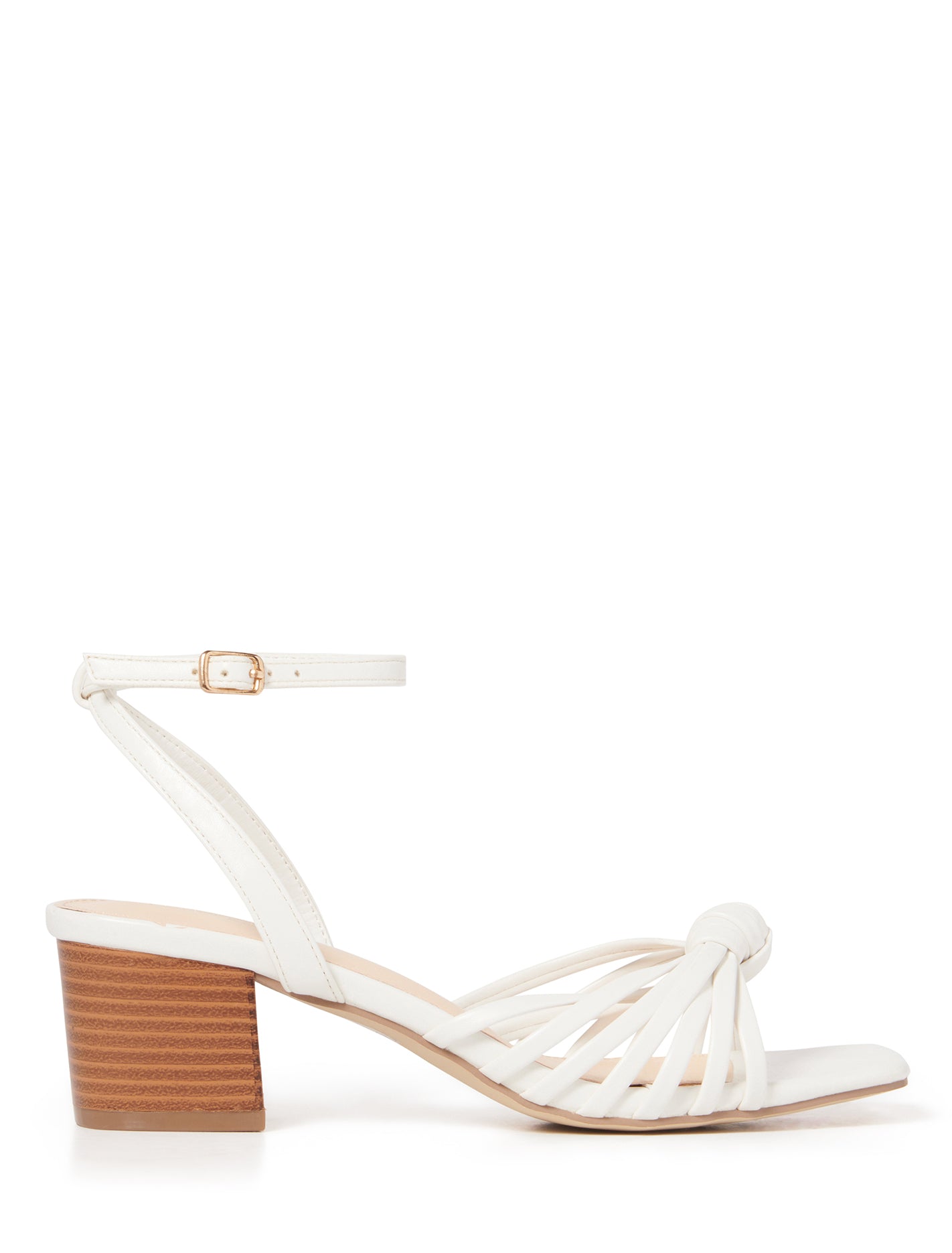 Liliah Mid Block Strappy Heel White | Forever New