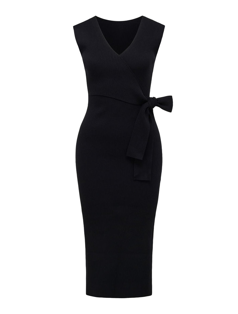 Jacinta Petite Half Wrap Midi Dress Black Forever New