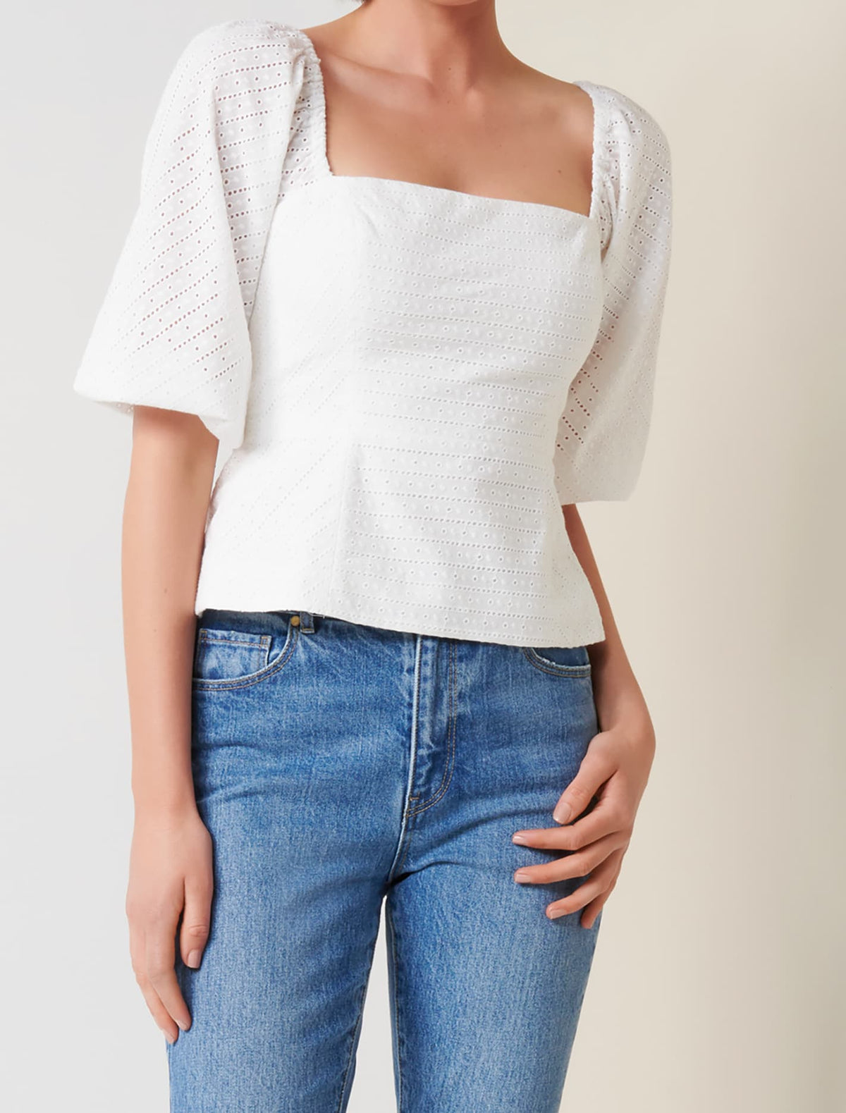 Nadia Square Neck Broderie Blouse Forever New