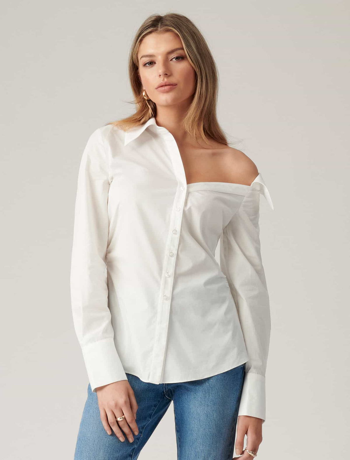 Lexi Asymmetrical Reworked Shirt White Forever New