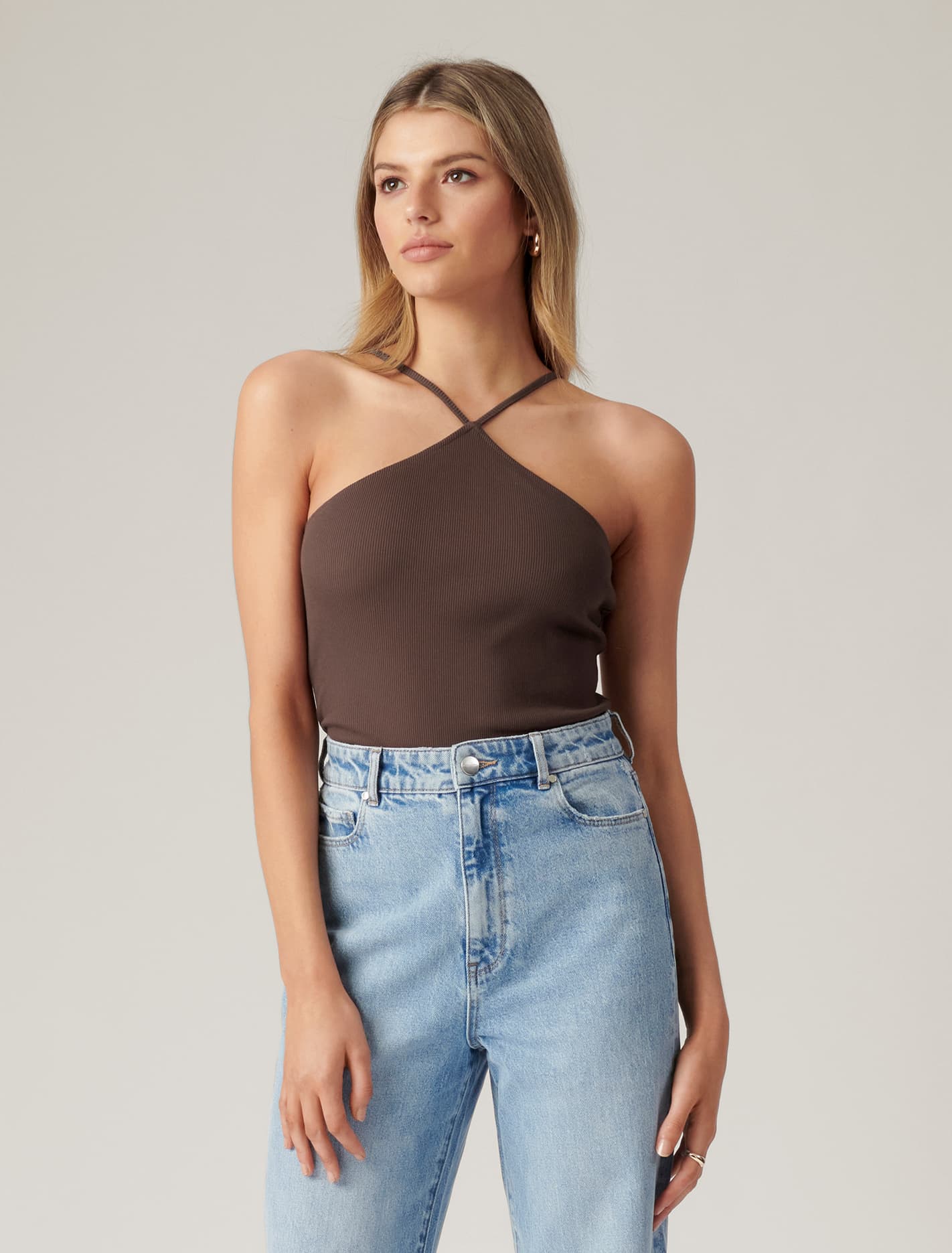 Adina Arrowneck Halter Tank Top Shadow Forever New