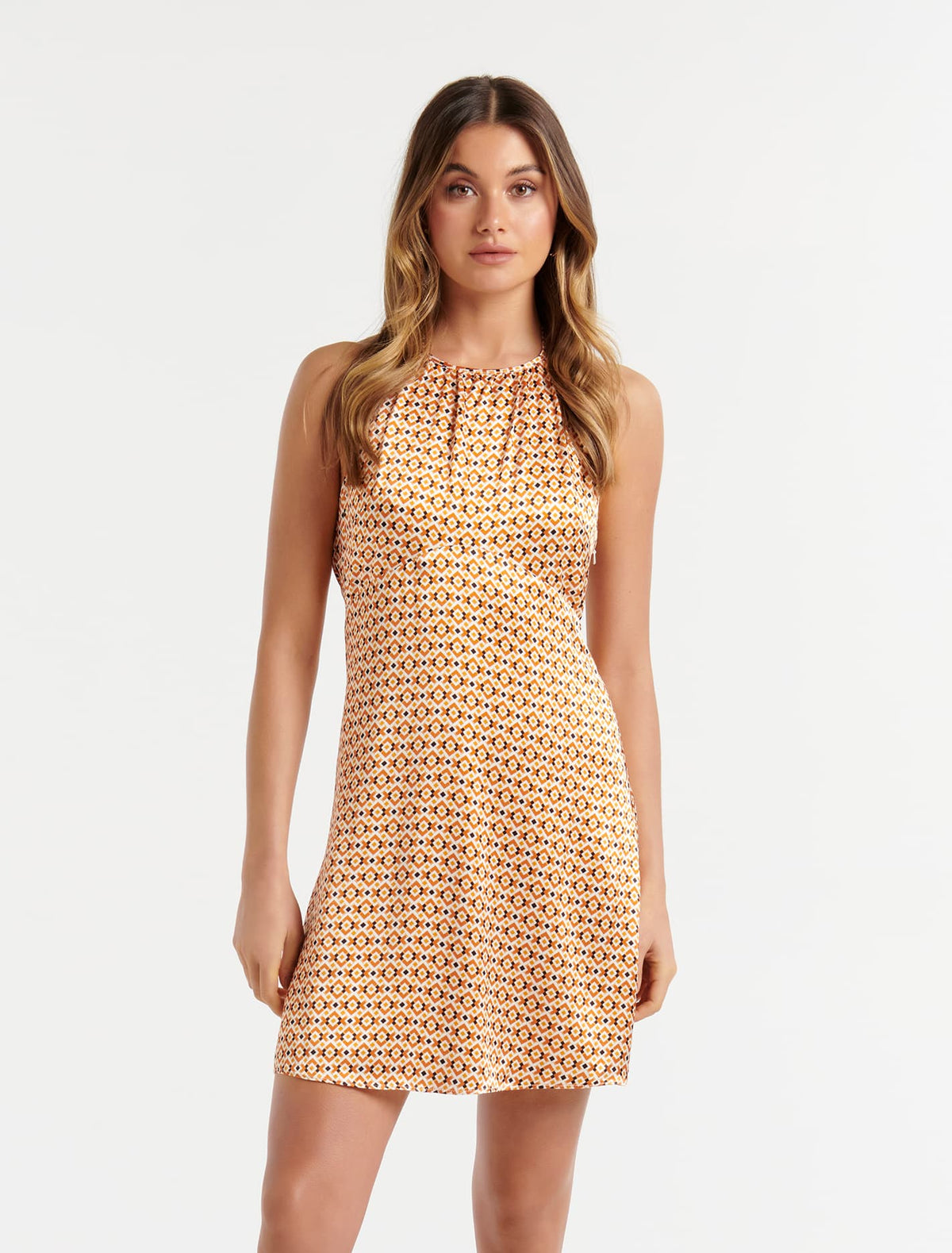 Taryn Halter Mini Dress Diamond Geo Forever New
