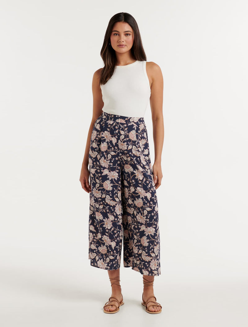 Mila Printed Elasticated Waist Pants Forever New