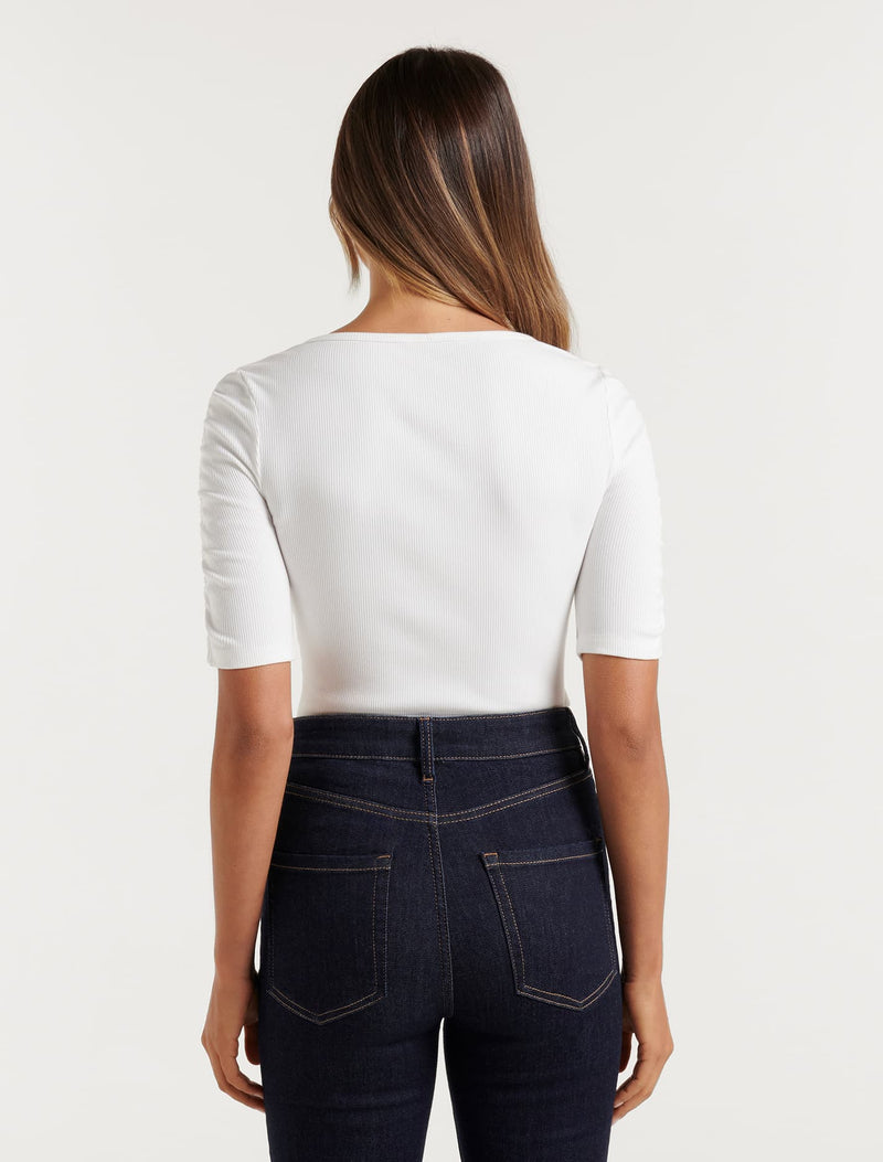 Tobi Ruched Half Sleeve Top Forever New
