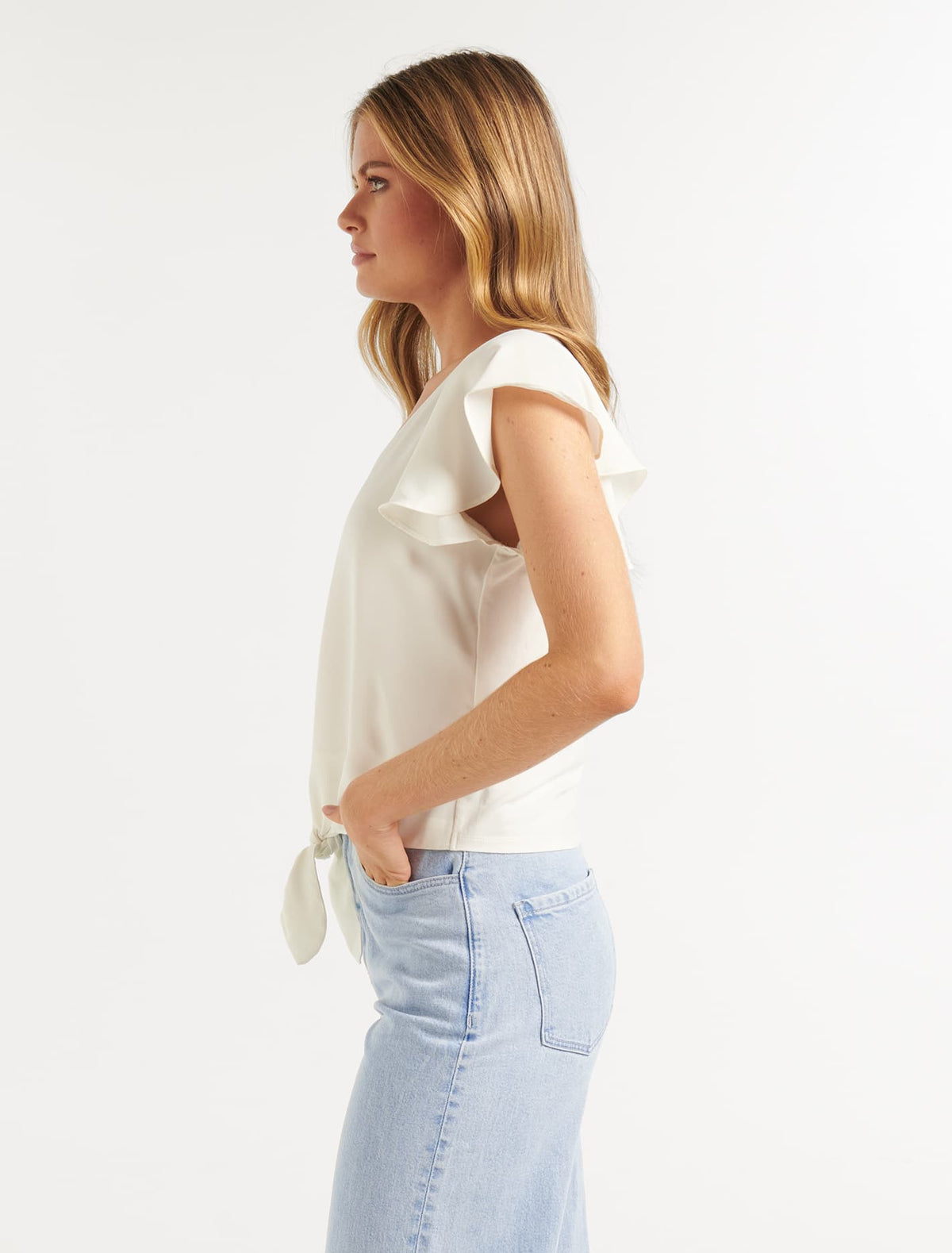 Hayley Flutter Sleeve Tie Top Forever New