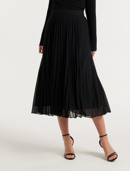 Hailee Pleated Skirt in Black Forever New