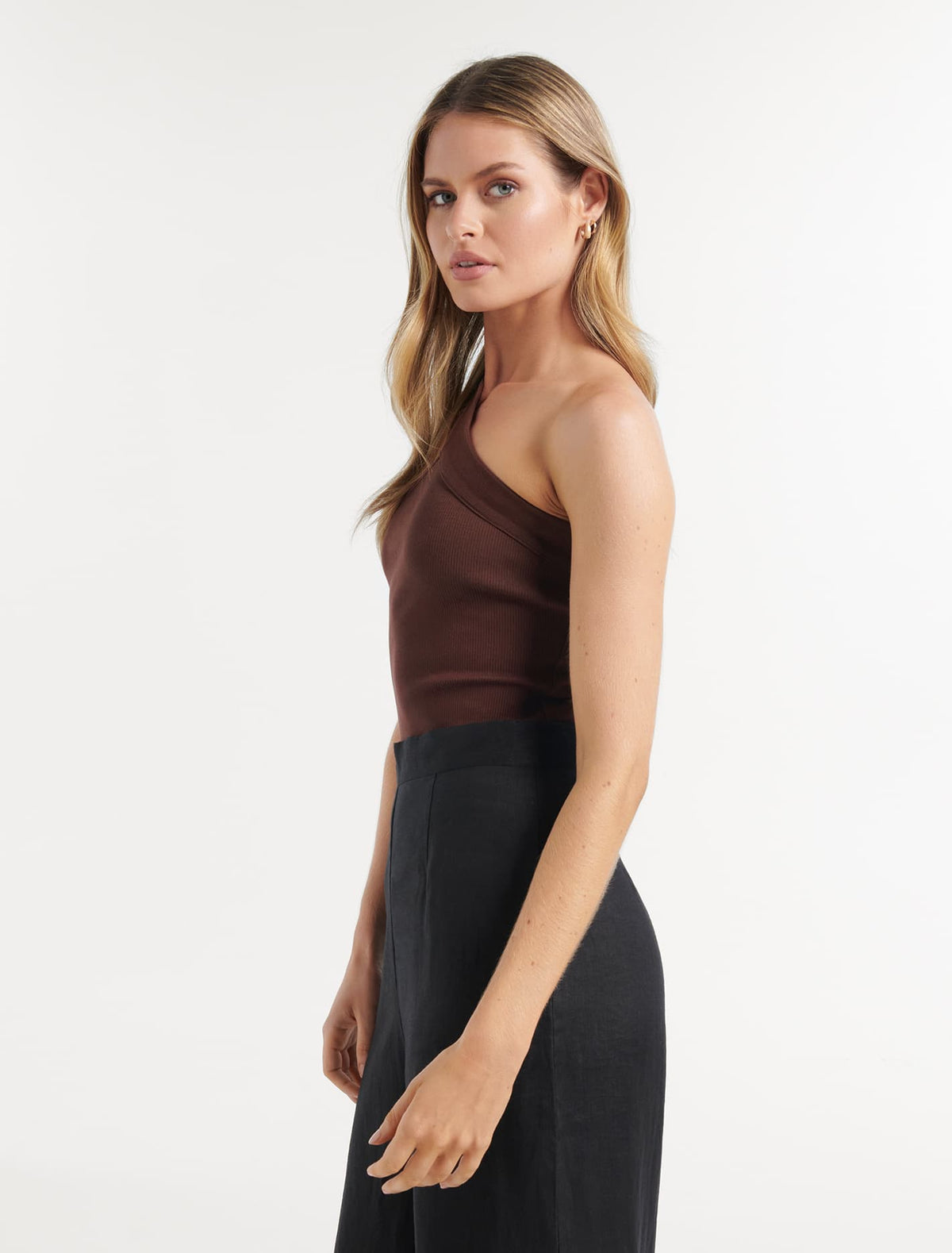 Jada One Shoulder Rib Tank Top Forever New