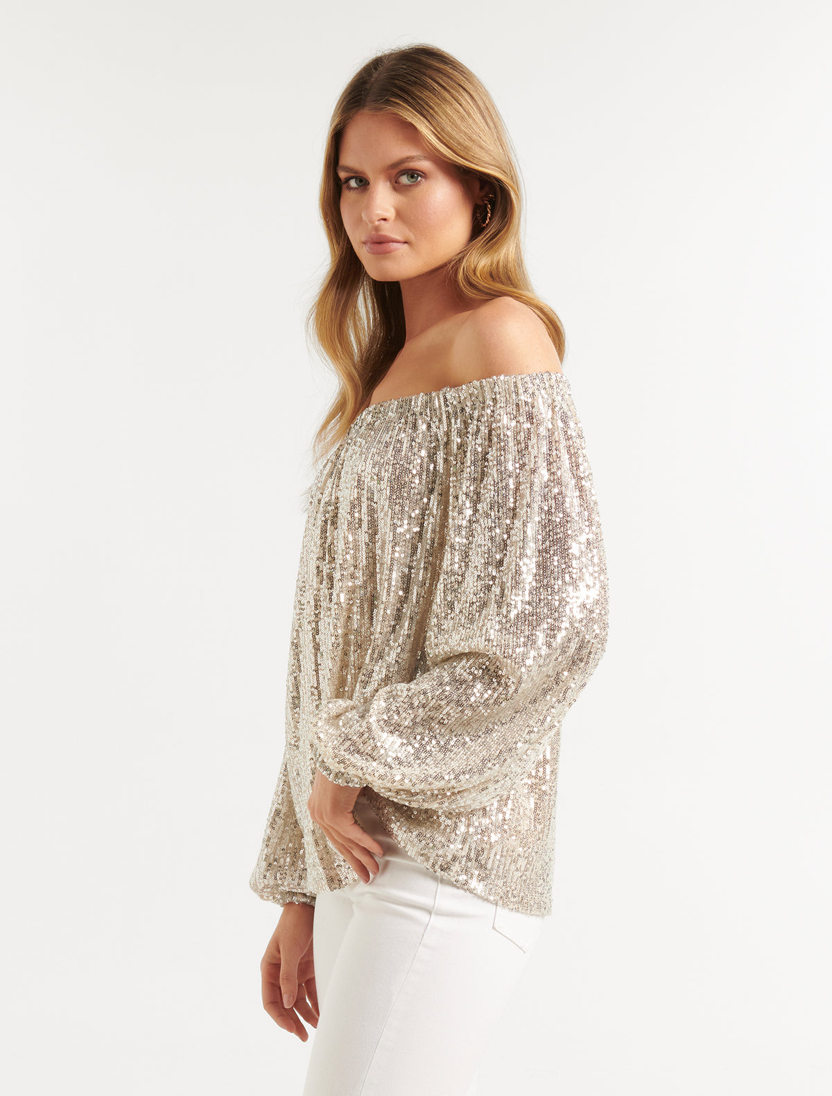Chrissy Sequin Bardot Top Forever New