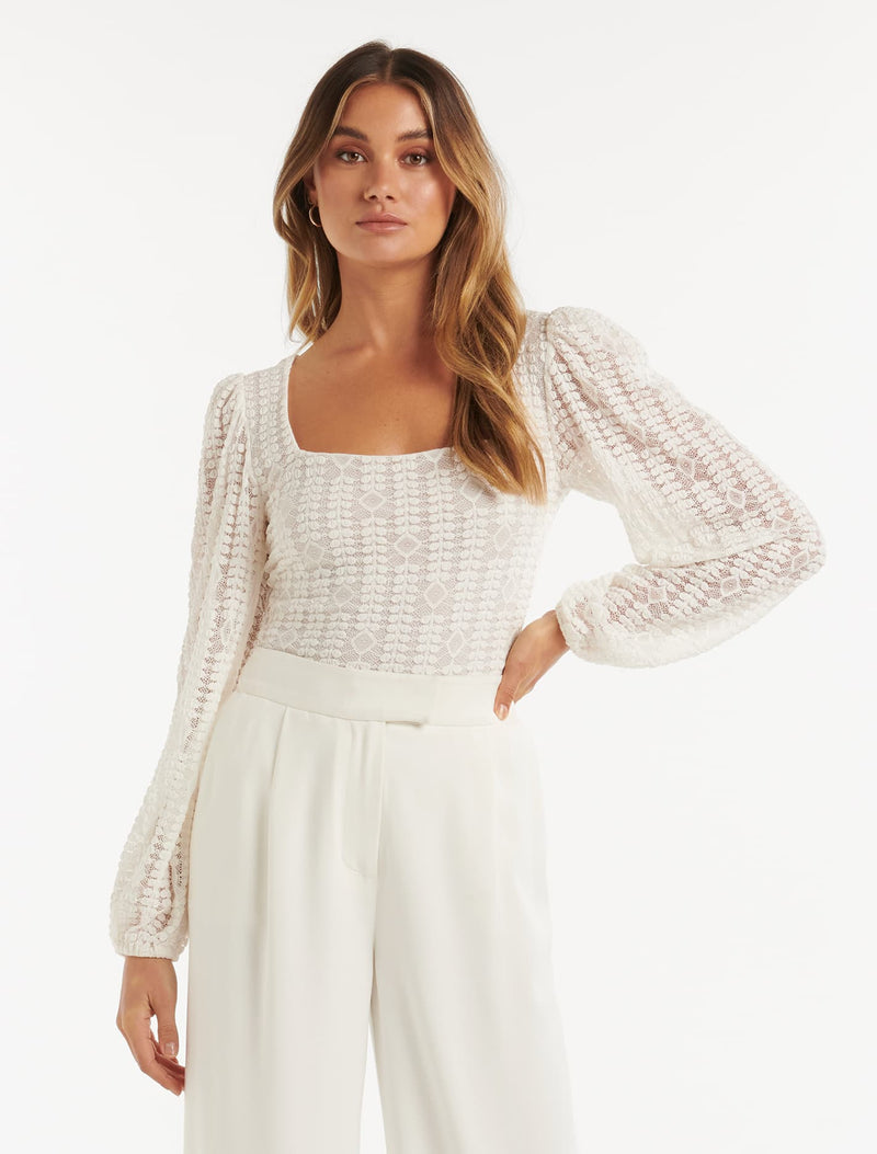 Charlotte Lace Square Neck Top Forever New