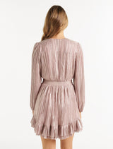 Goldie Long Sleeve Plisse Mini Dress Forever New