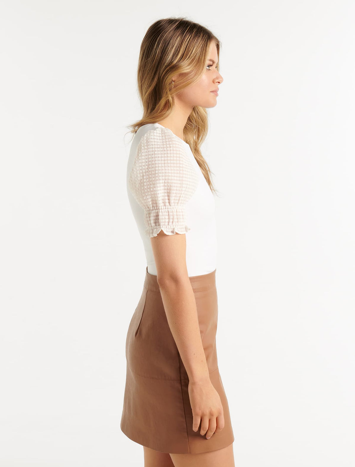 Chelsea Check Organza Sleeve Top Forever New
