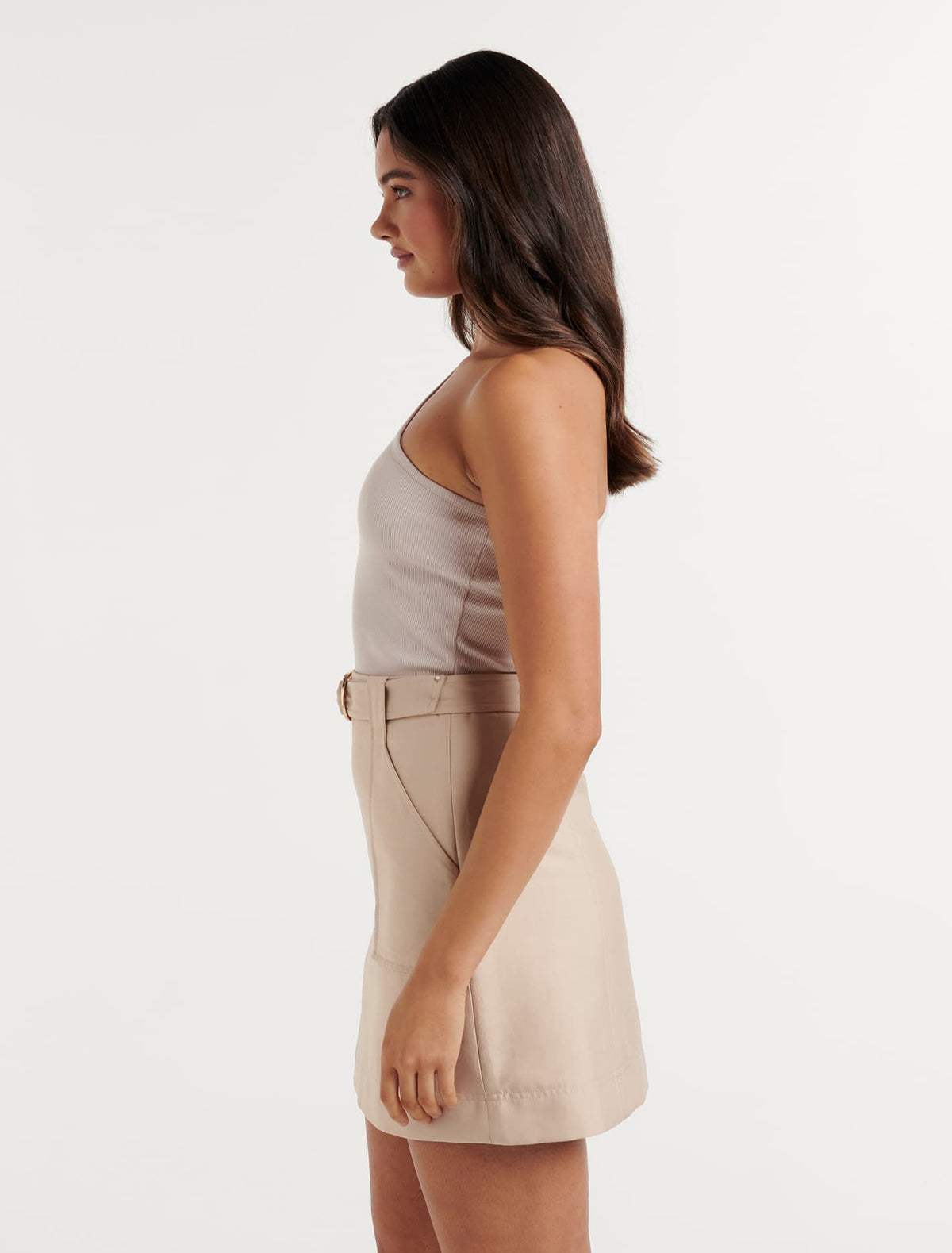Jhene One Shoulder Rib Tank Top Forever New