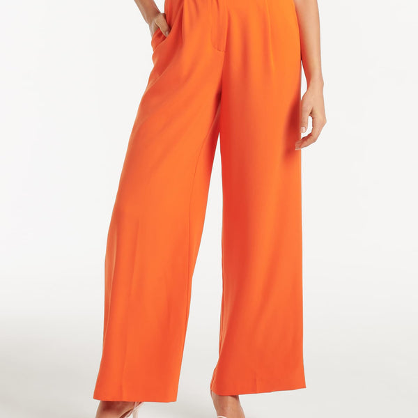 Plus Size Orange Floral Print Tie Wide Leg Trousers | Yours Clothing