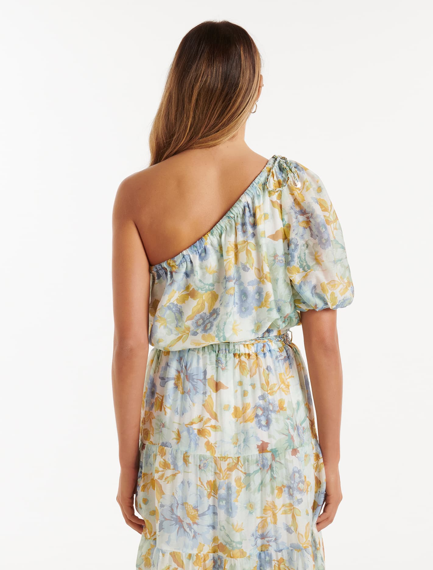 Tyra Printed Asymmetric One Shoulder Top Forever New