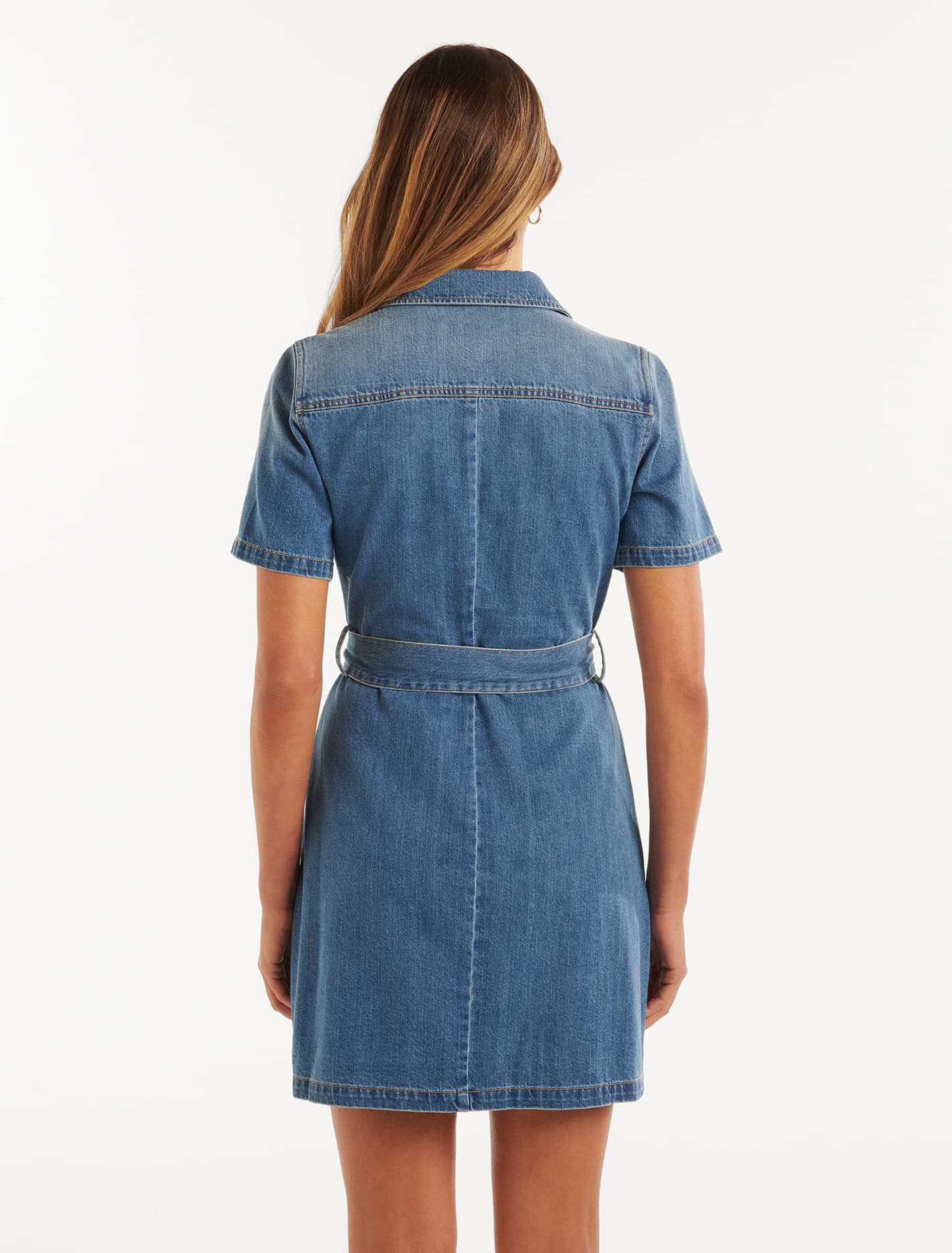 Andrea Denim Short Sleeve Shirt Dress Forever New