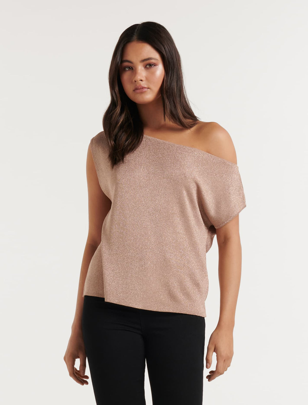 Maddy Metallic Tipped Shoulder Top Forever New