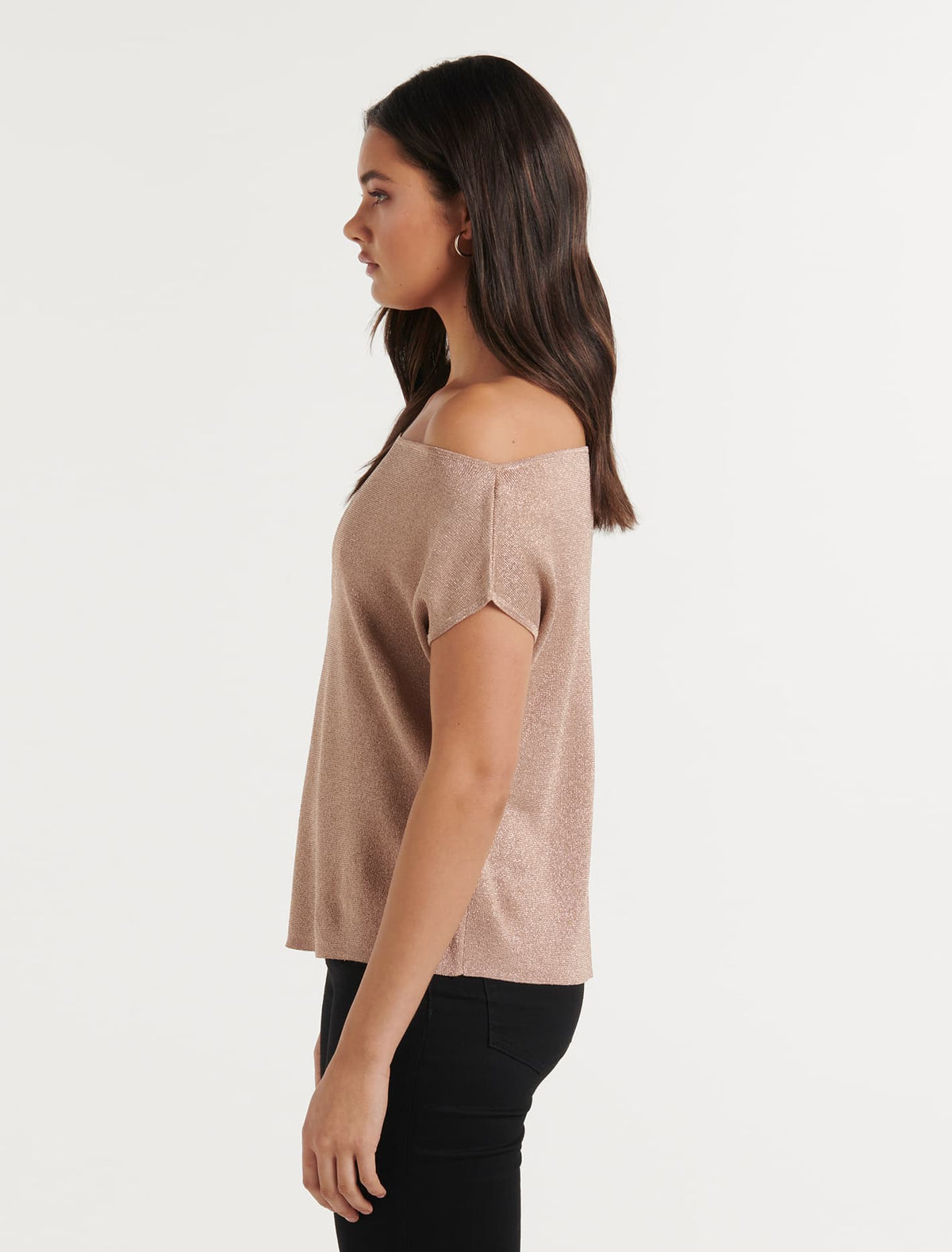 Maddy Metallic Tipped Shoulder Top Forever New