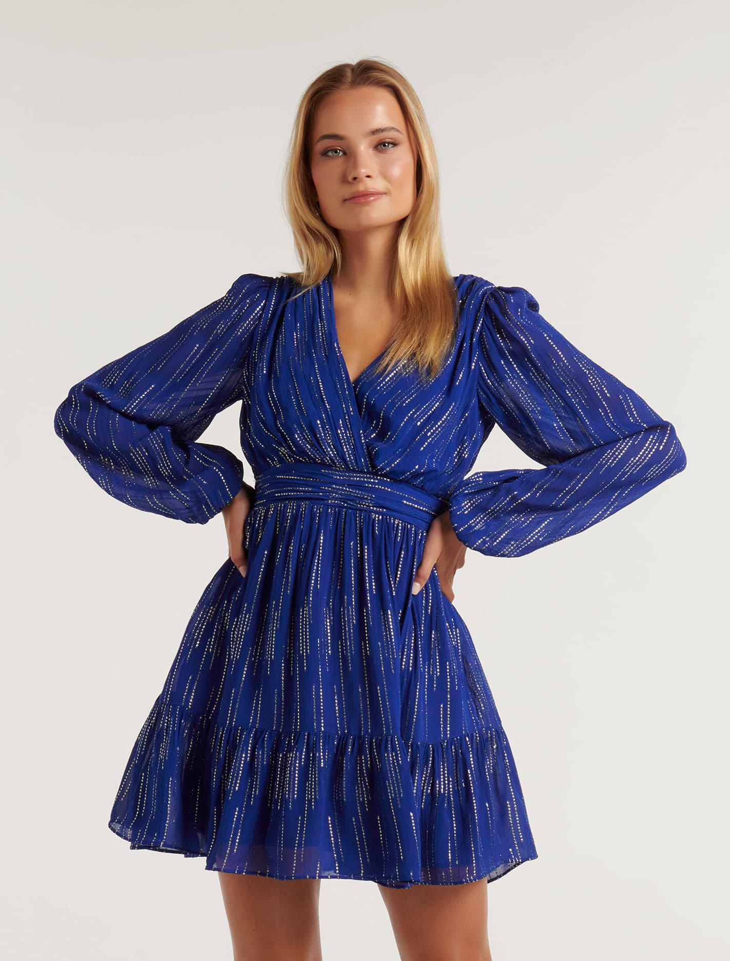 Molly Skater Metallic Mini Dress Forever New