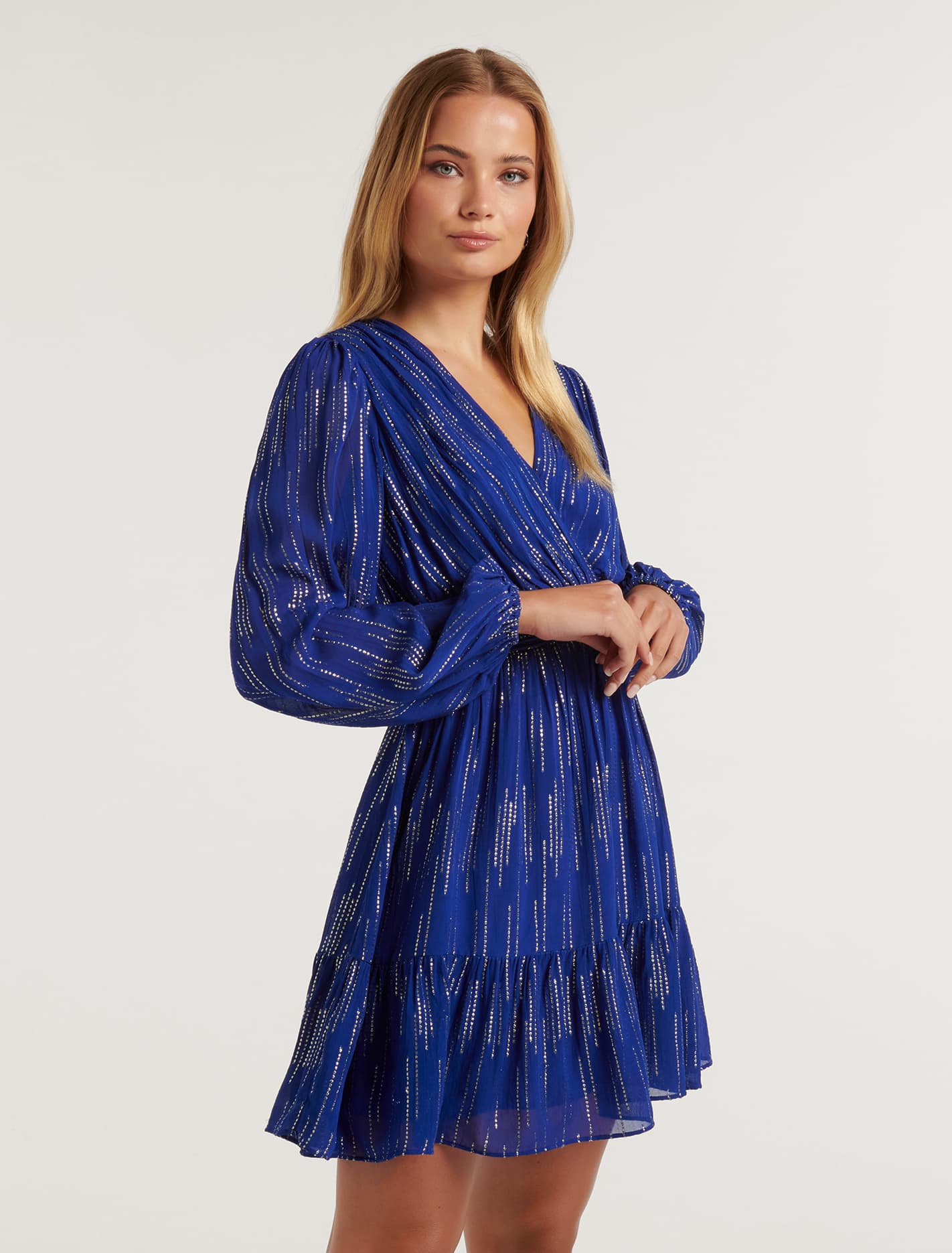 Molly Skater Metallic Mini Dress Forever New
