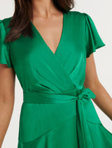 Emerson Flutter Sleeve Satin Mini Dress Forever New