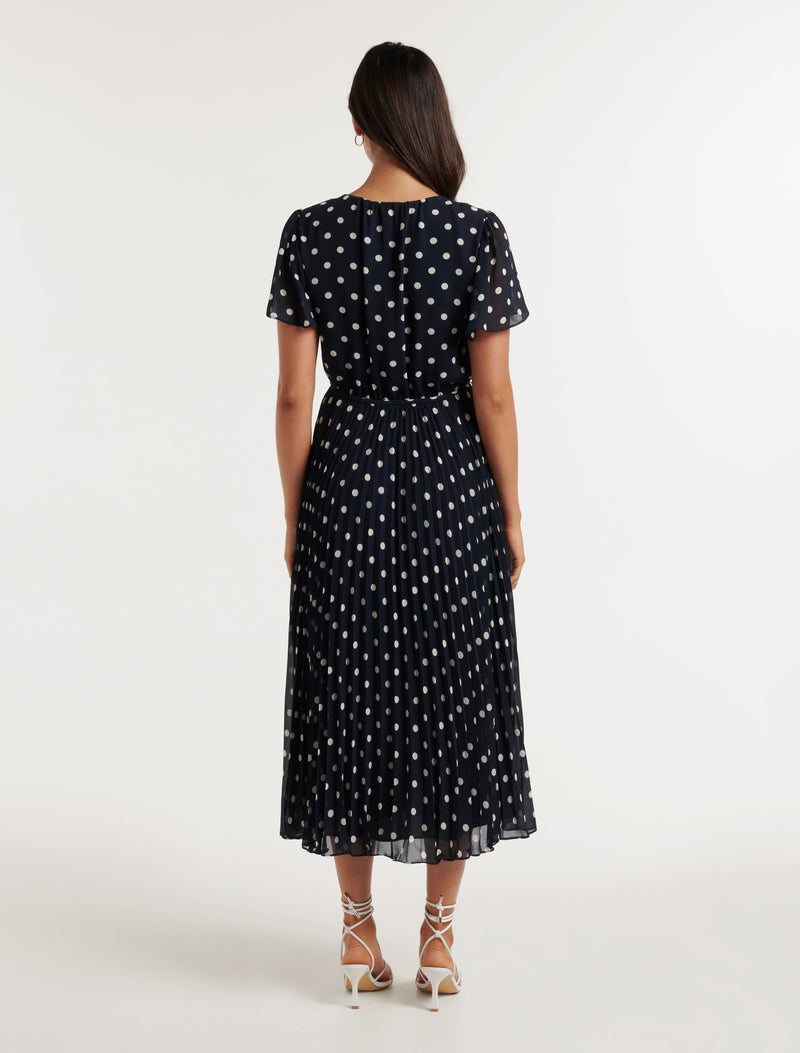 Kalani Pleated Flutter Sleeve Midi Dress Forever New