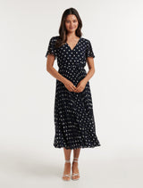 Kalani Pleated Flutter Sleeve Midi Dress Forever New