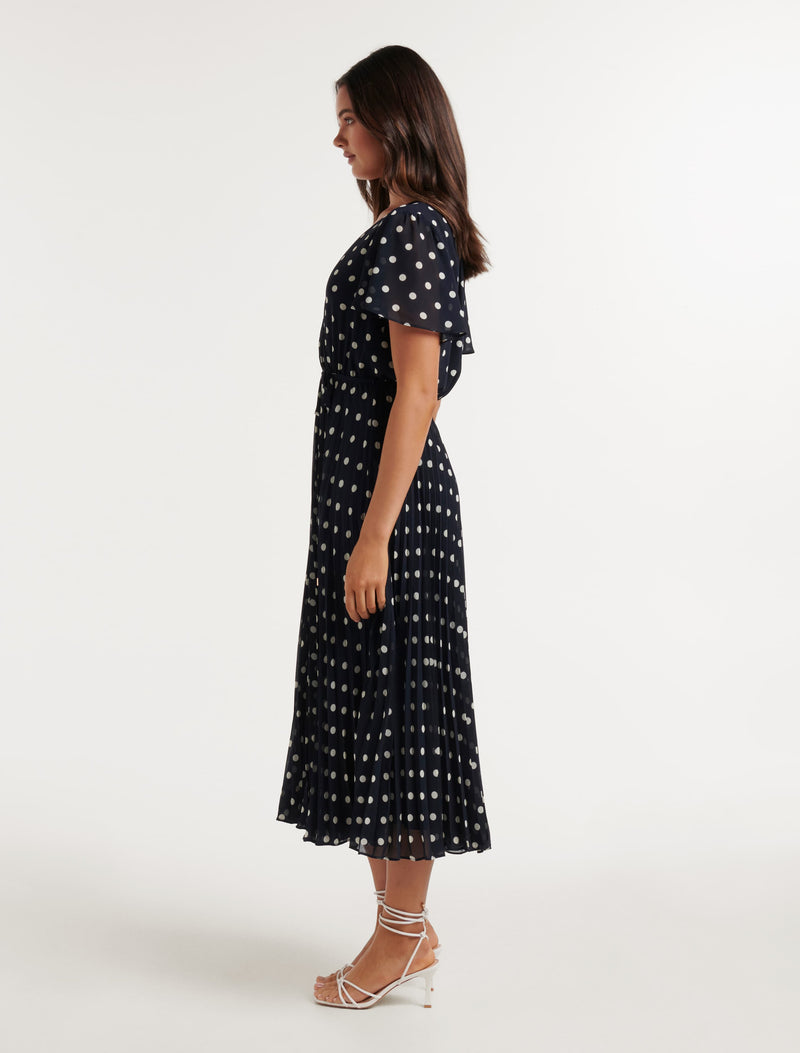 Kalani Pleated Flutter Sleeve Midi Dress Forever New