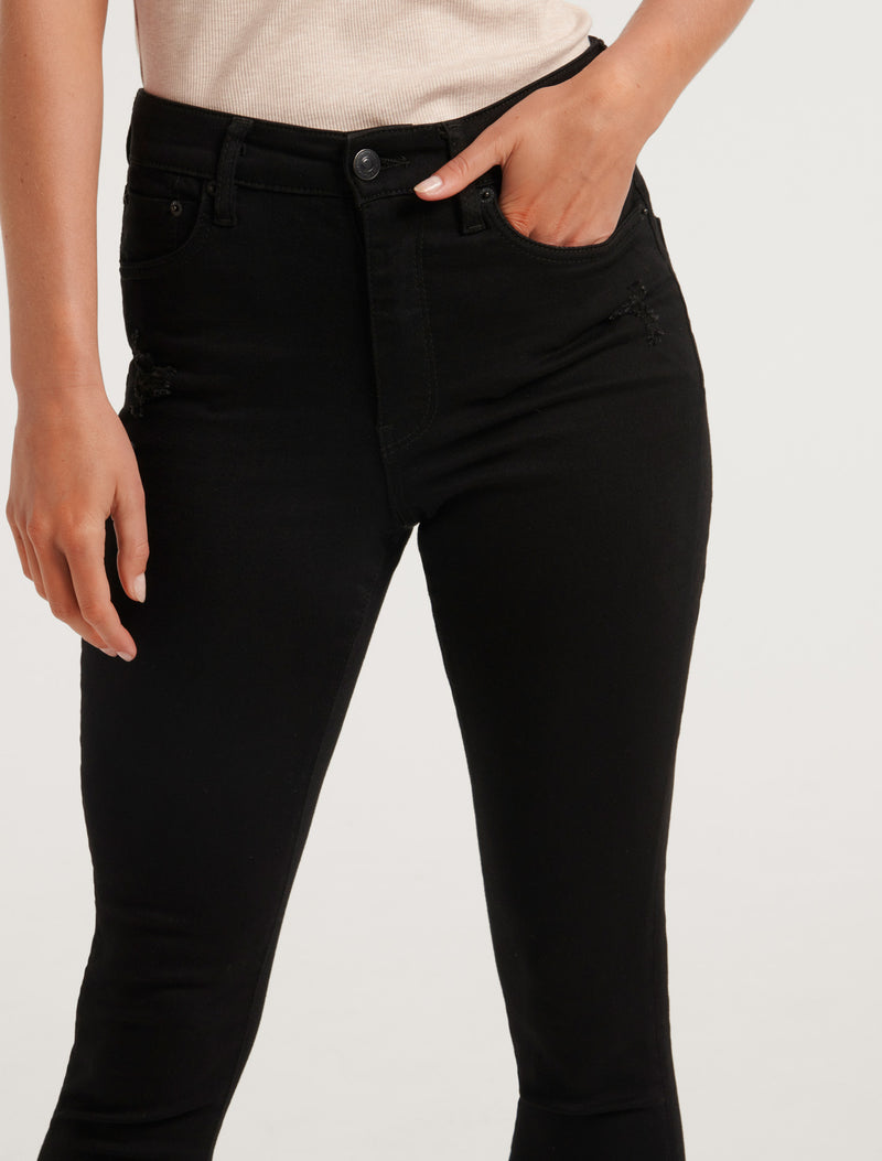 Nala Mid-Rise Ankle Skinny Jeans Black | Forever New
