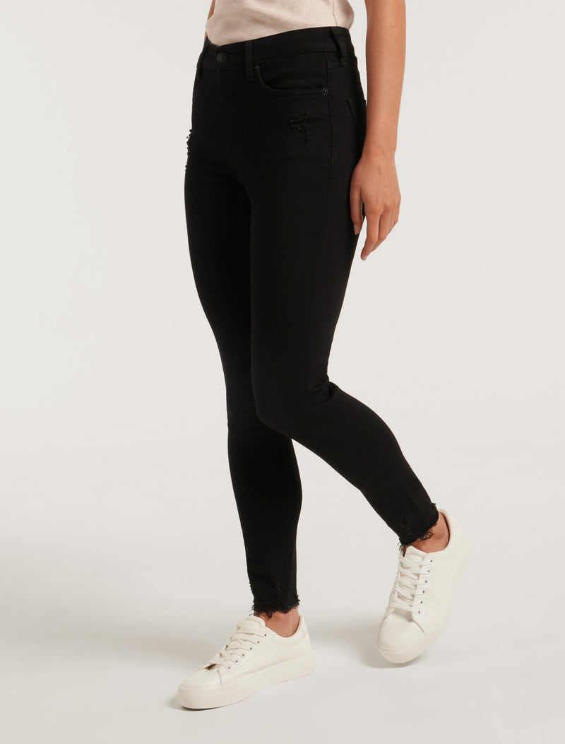 Nala Mid-Rise Ankle Skinny Jeans Black | Forever New
