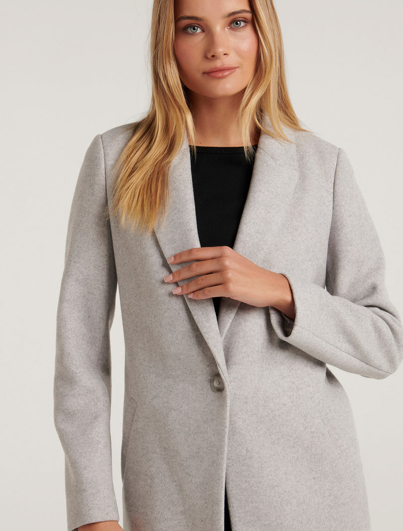 Becca Single Breasted Coatigan Grey Forever New