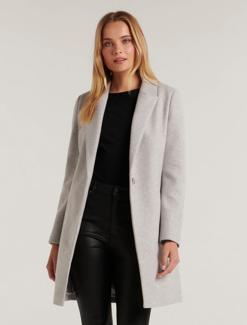 Becca Single Breasted Coatigan Grey Forever New