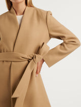 Faye Belted Collarless Coat Forever New