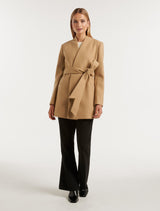 Faye Belted Collarless Coat Forever New