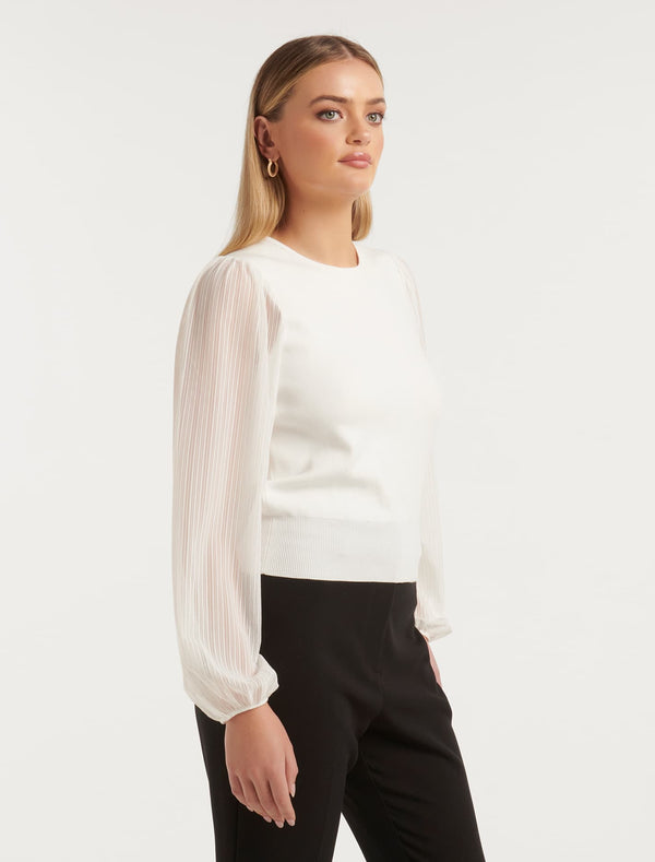 Mae Woven Sleeve Knit Top Forever New