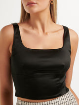 Casey Stretch Satin Bustier Top Forever New