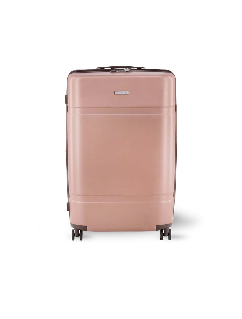 Audrey Hard Shell Luggage Case Large 75cm L Nude/Brown Forever New