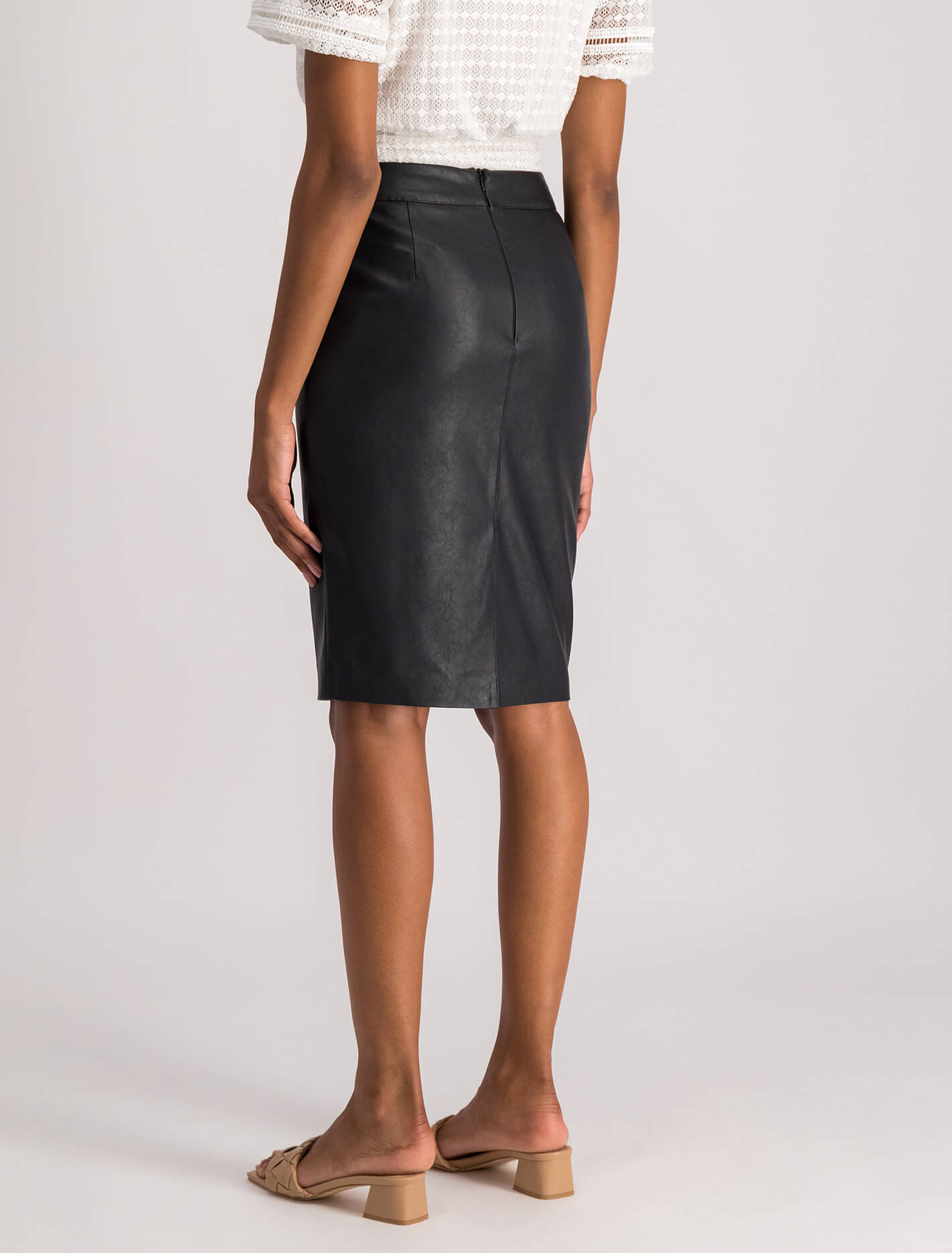 Carla Vegan Leather Midi Skirt Forever New