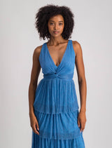 Jade Tiered Plisse Midi Dress Forever New