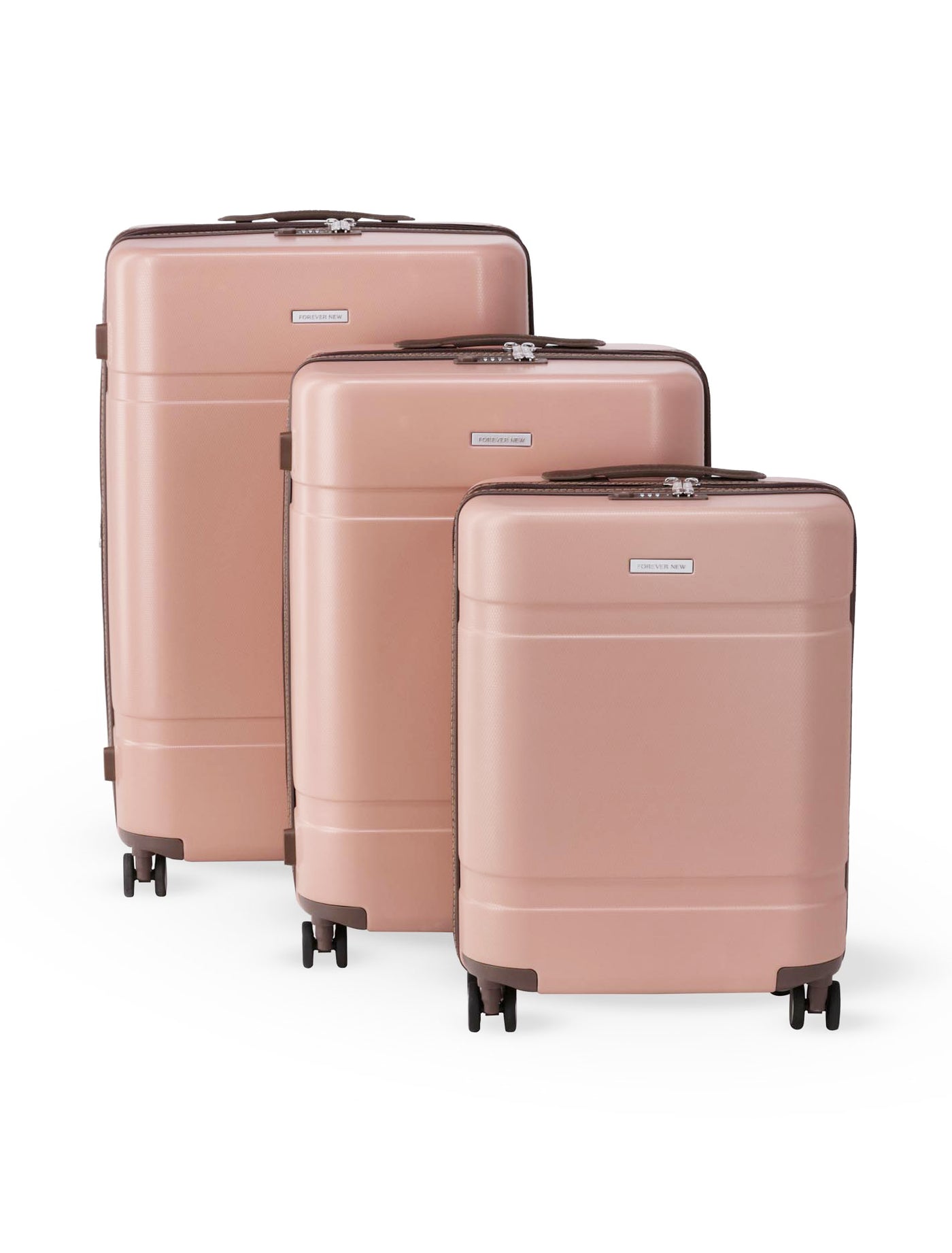 Audrey Hard Shell Luggage Set 3 Travel Cases in Neutral Size